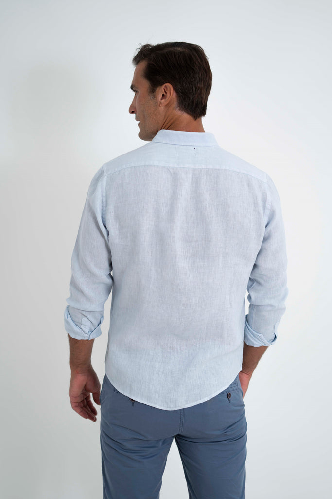 Camisa Milano Premium 100% Lino Celeste
