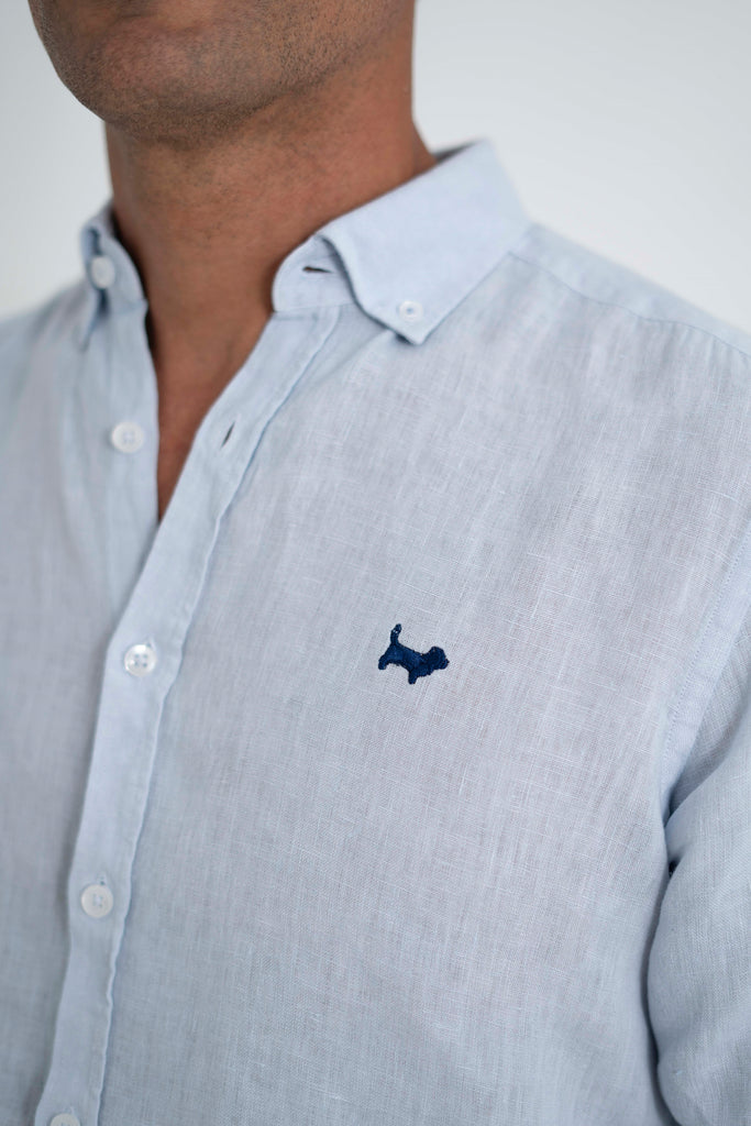 Camisa Milano Premium 100% Lino Celeste