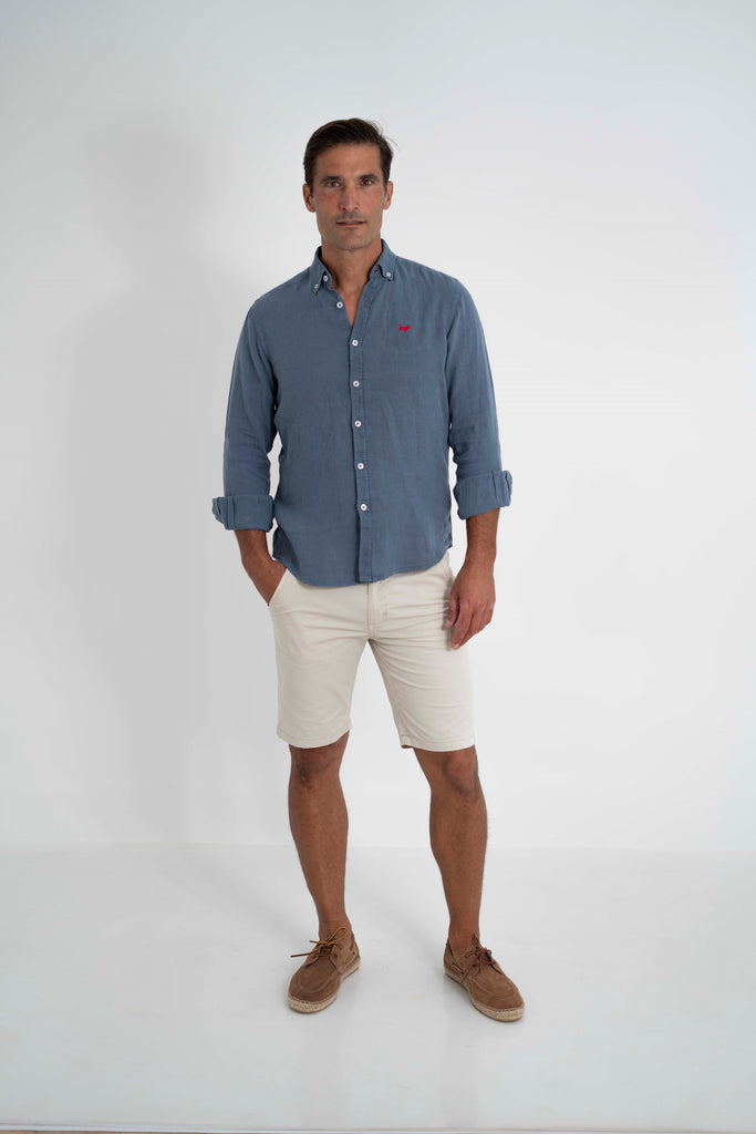 Camisa Milano Premium 100% Lino Índigo