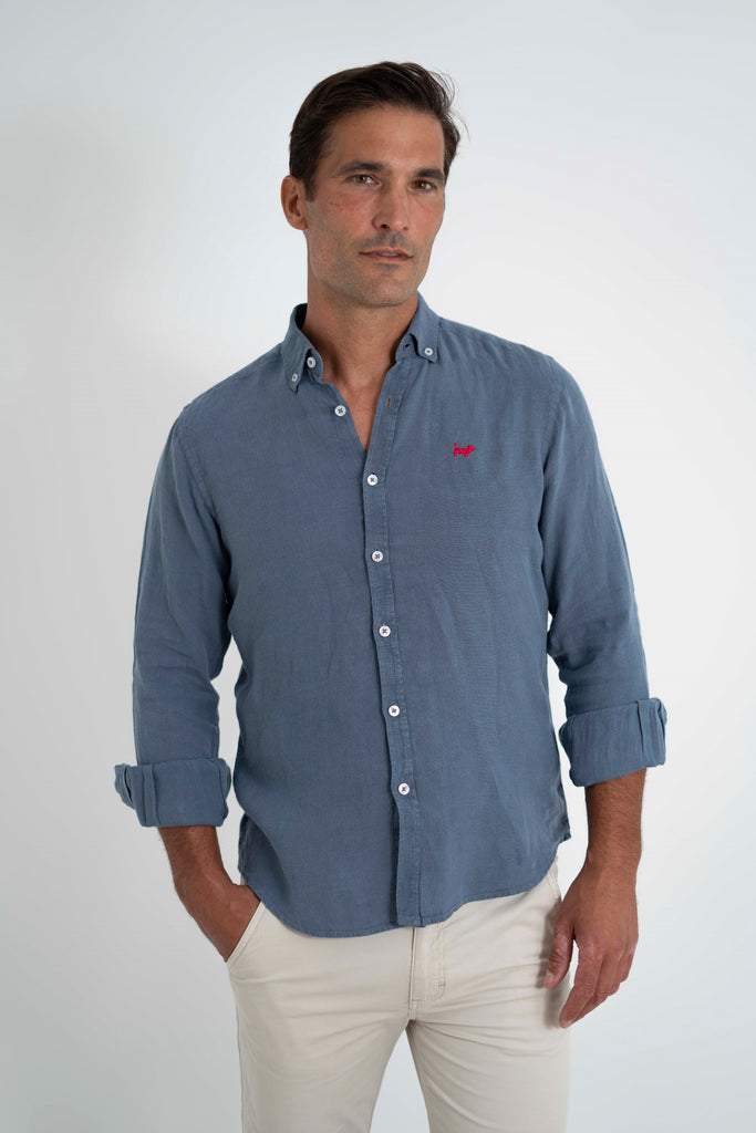 Camisa Milano Premium 100% Lino Índigo