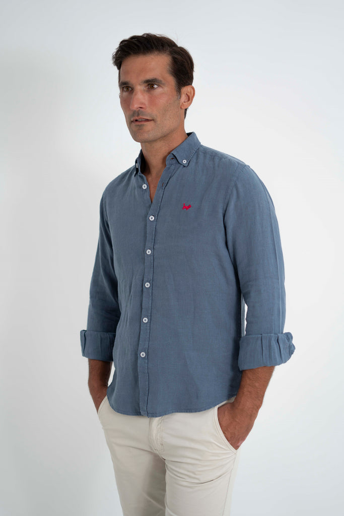 Camisa Milano Premium 100% Lino Índigo