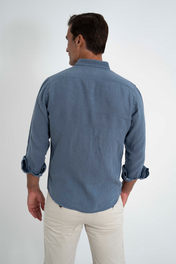 Camisa Milano Premium 100% Lino Índigo