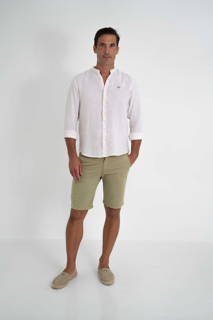Camisa Milano Premium 100% Lino Cuello Mao Crudo