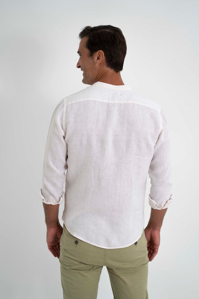 Camisa Milano Premium 100% Lino Cuello Mao Crudo