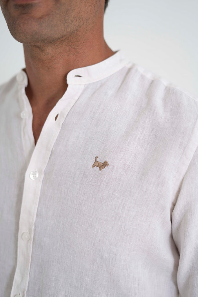 Camisa Milano Premium 100% Lino Cuello Mao Crudo