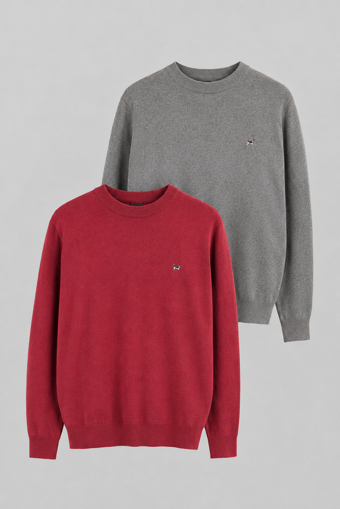 Pack jersey cuello caja color coral y gris medio