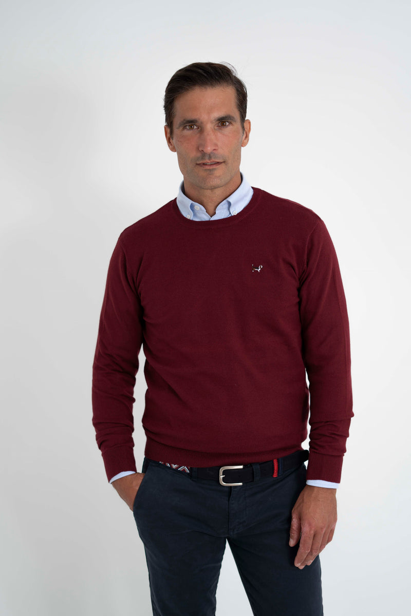 Suéter Liso Granate Cuello Redondo en Albert Brandon