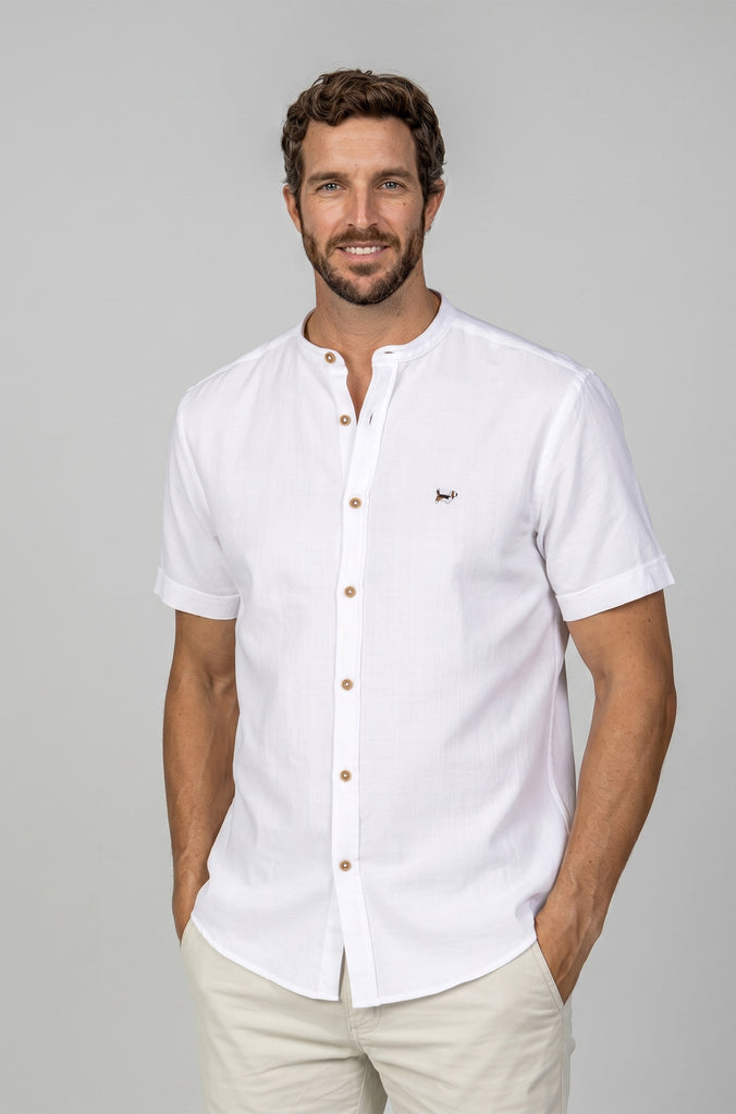 Camisa Seersuker Manga Corta Blanco