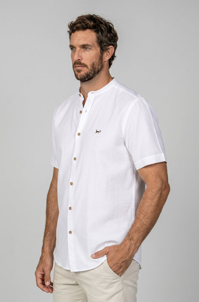 Camisa Seersuker Manga Corta Blanco
