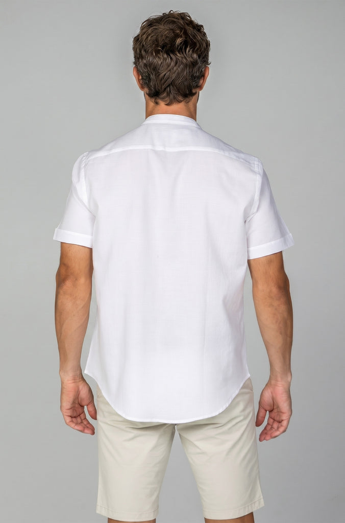 Camisa Seersuker Manga Corta Blanco