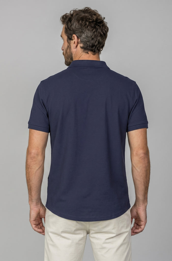 Camisa Seersuker Manga Corta Marino