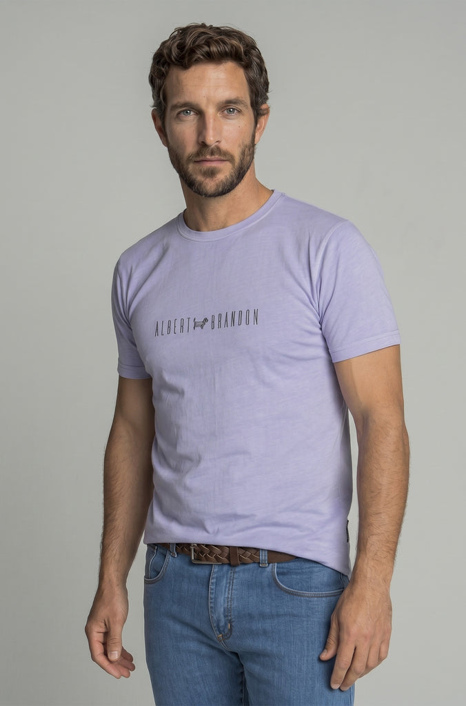 Camiseta Bordada Garment Dyed Malva Soft