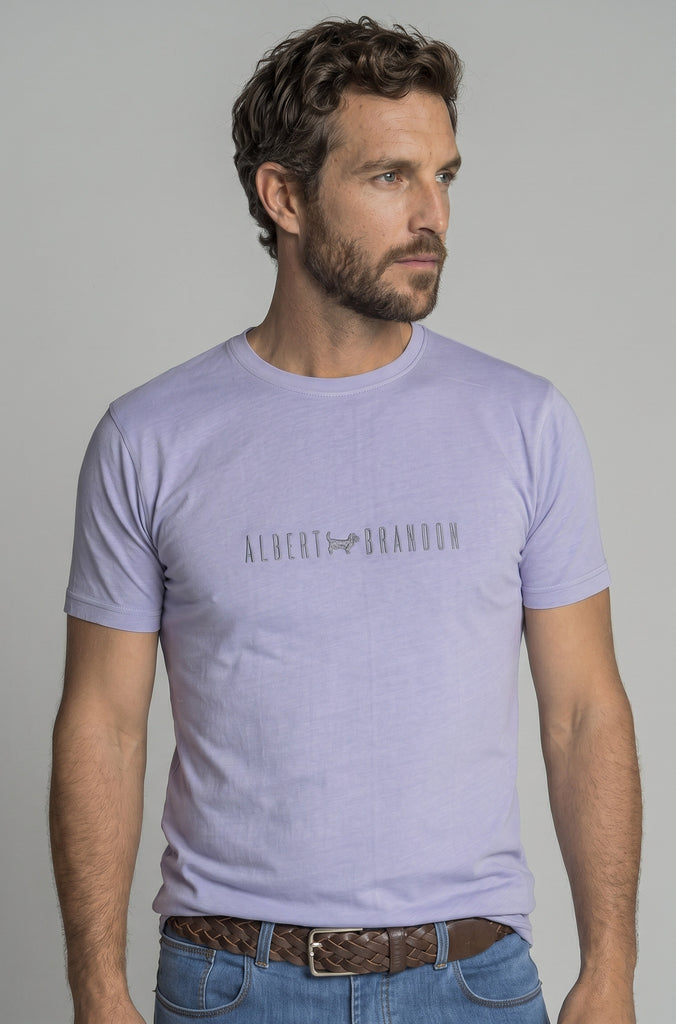 Camiseta Bordada Garment Dyed Malva Soft