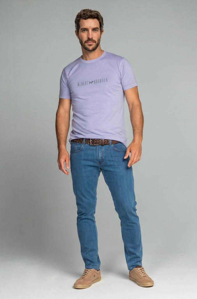 Camiseta Bordada Garment Dyed Malva Soft