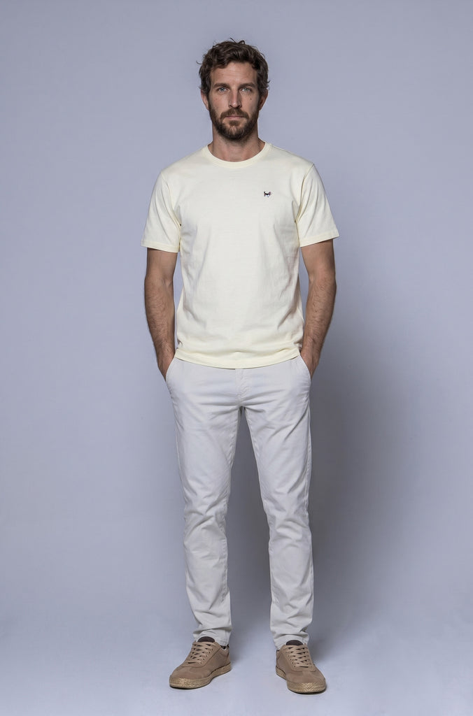 Pack tres camisetas básicas blanca, amarillo palo y turquesa soft