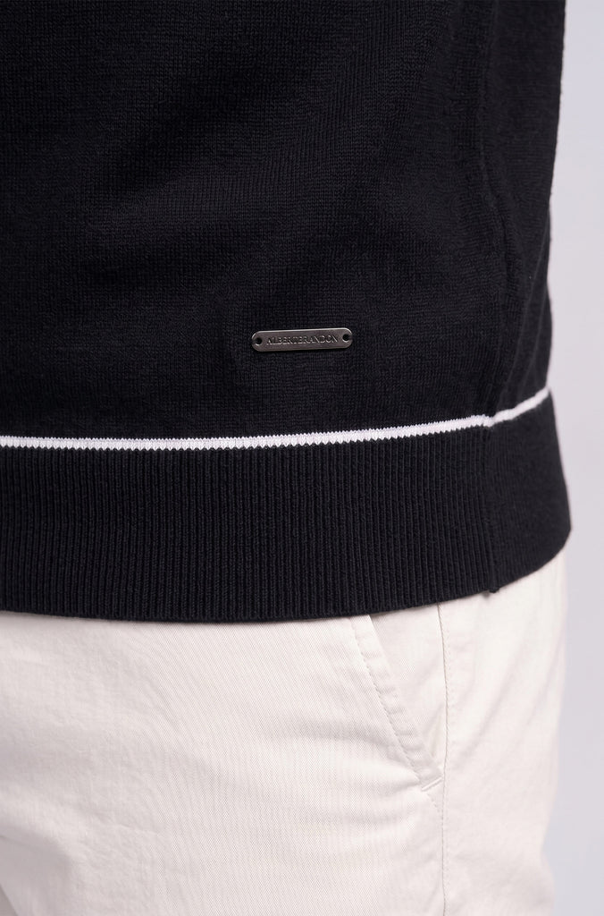 Polo Fino Tricot Negro Combinado