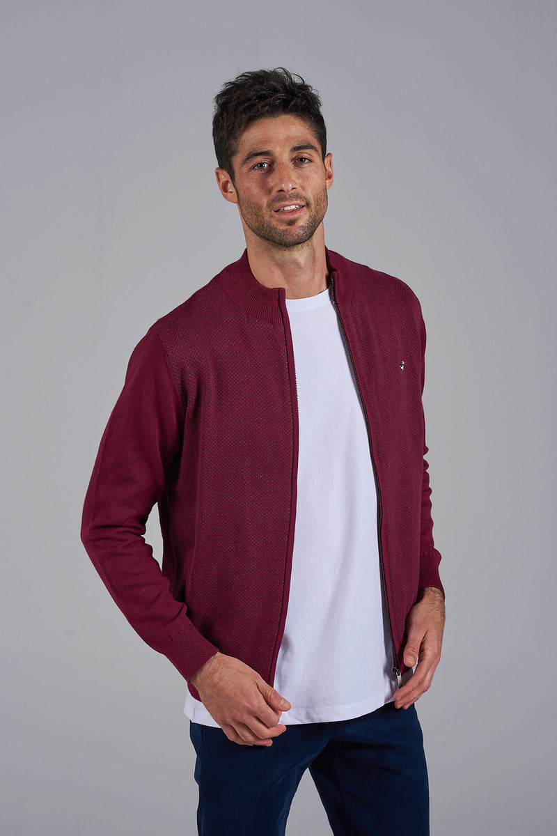 Chaqueta Cremallera Jaspeada Granate en Albert Brandon